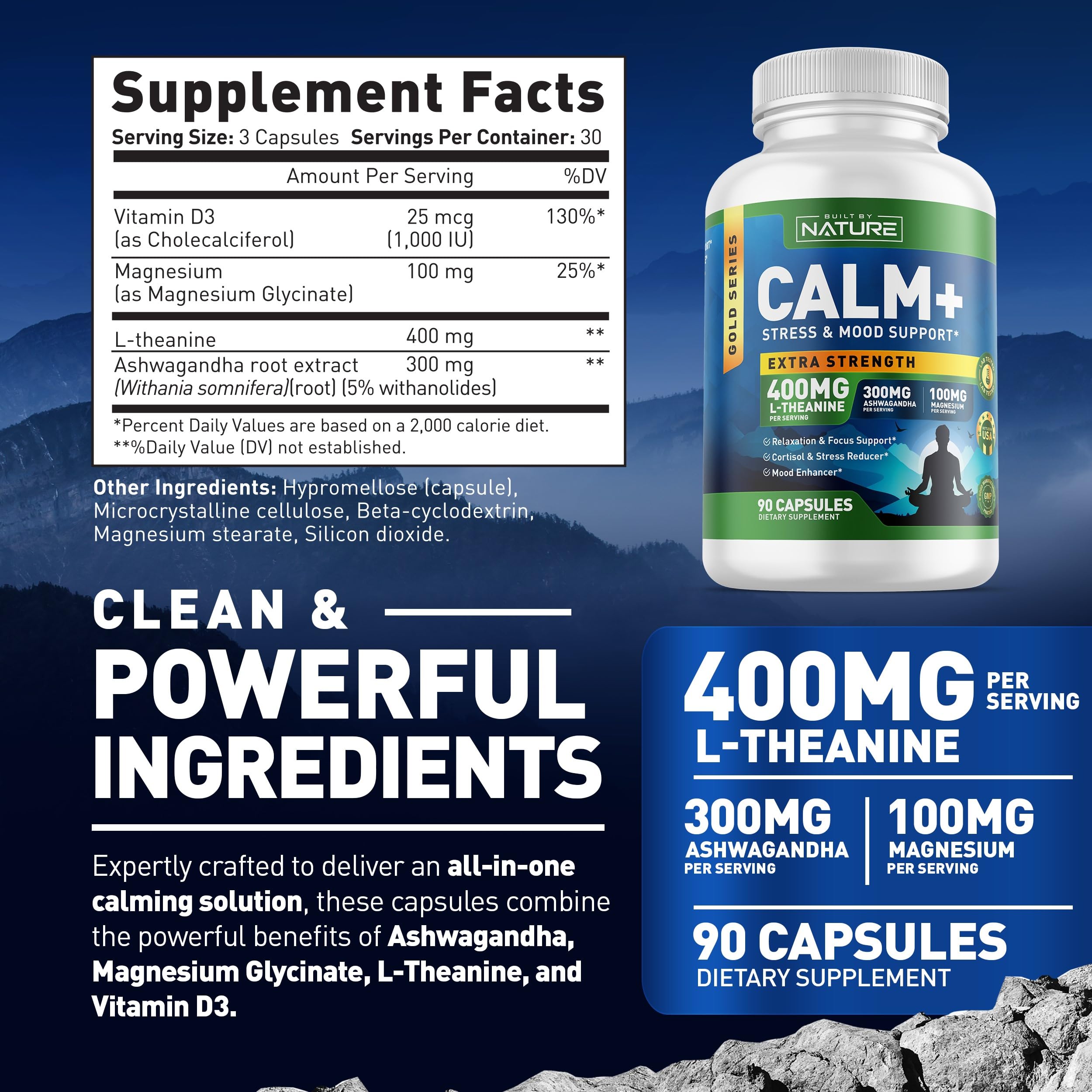 Built by Nature Calm+ uso diario para mayor claridad mental