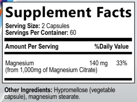 Built By Nature Magnesio Citrato 1000mg hecho en EE. UU., apoyo a la pureza.