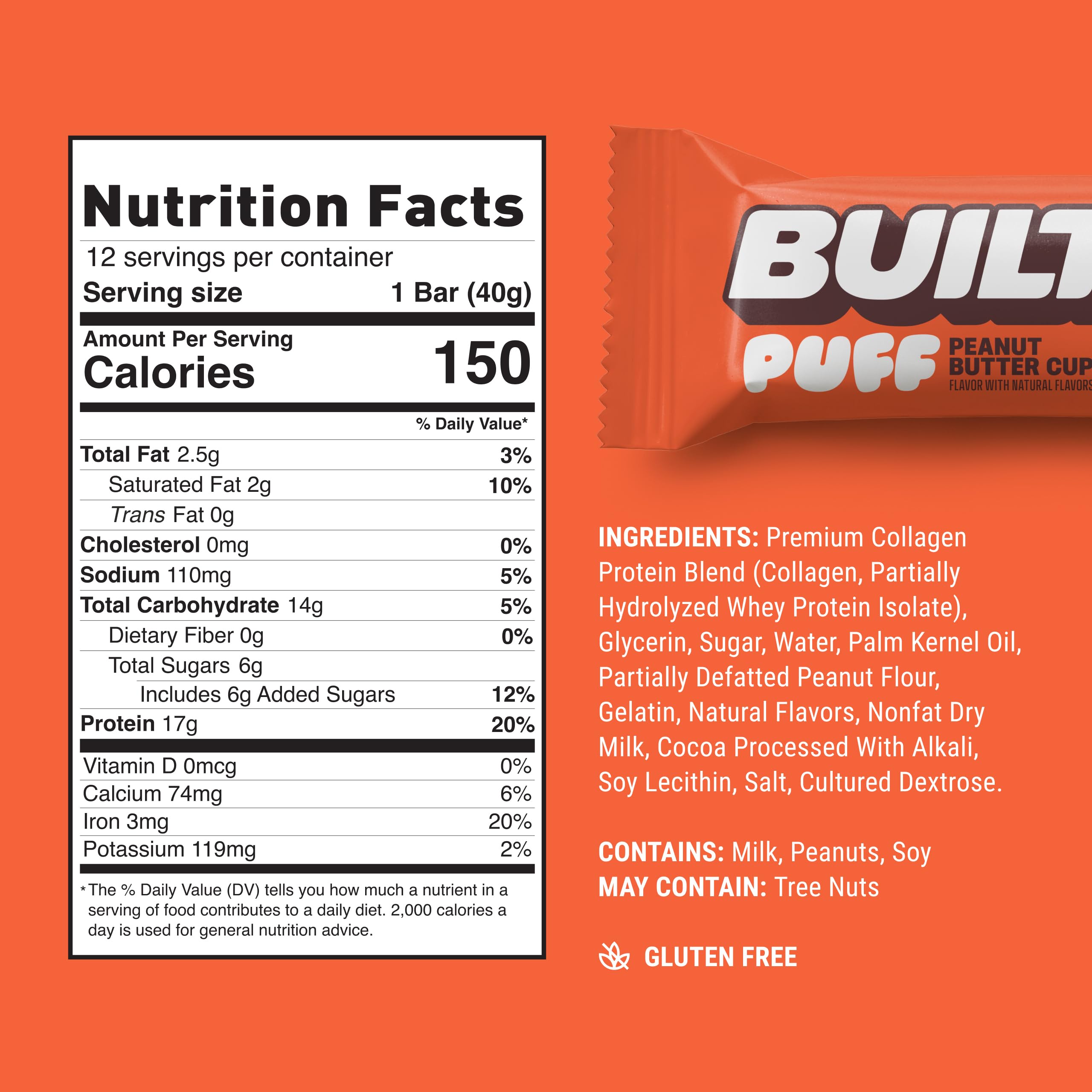 BUILT Bar Puff textura suave marshmallow con sabor indulgente