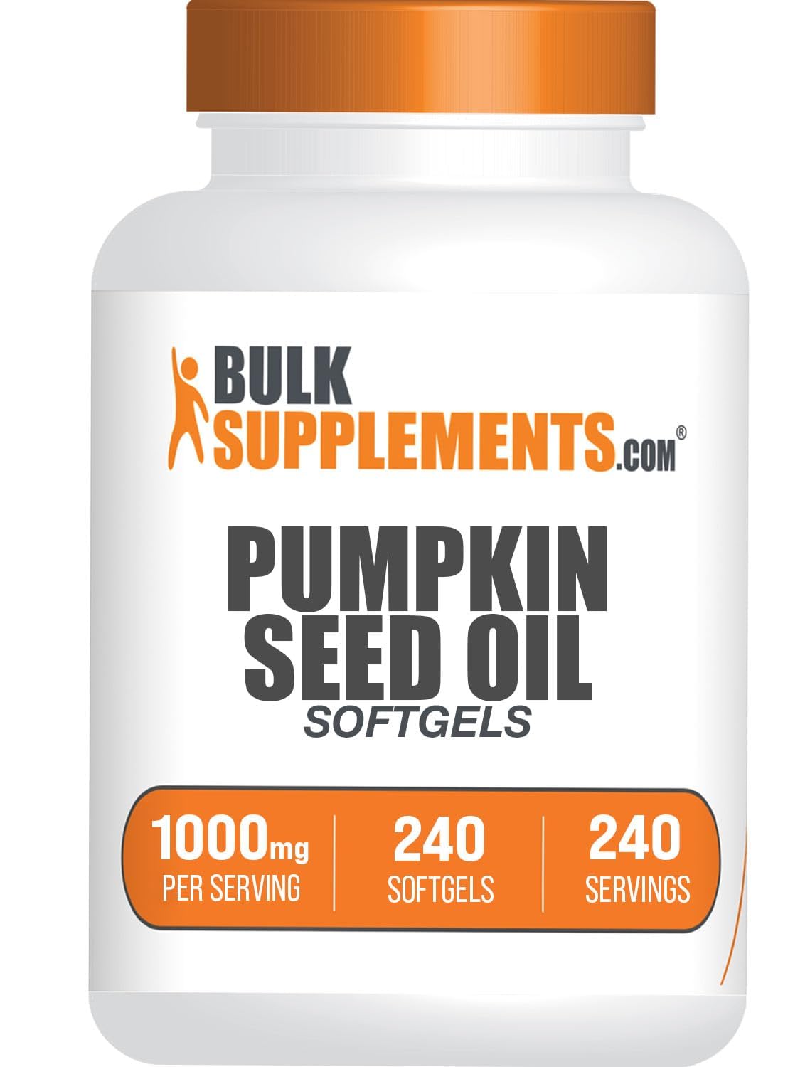 BulkSupplements aceite de semilla de calabaza cápsulas blandas en frasco para uso diario