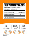 BulkSupplements Creatina Monohidrato: dosis de 5 g por porción para rendimiento