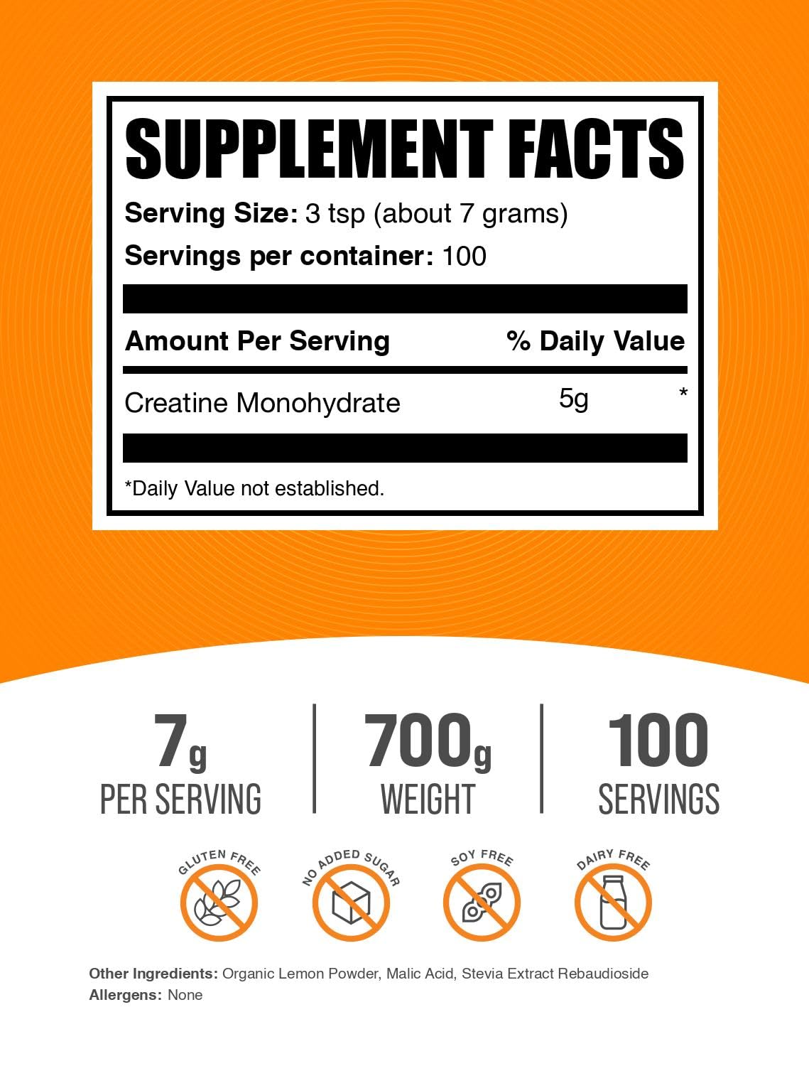 Disolución rápida de BulkSupplements Creatina Monohidrato en agua con sabor cítrico