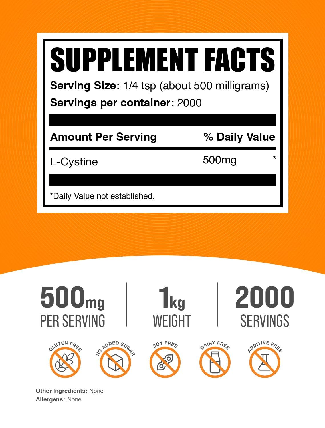 BulkSupplements L-Cistina en tarro para mezclas fáciles