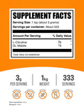 BulkSupplements L-Citrulina Malato 2:1 etiqueta nutricional clara para tu rutina.