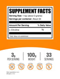 BulkSupplements Polvo de L-Citrulina Dosis de 3 g para entrenamientos