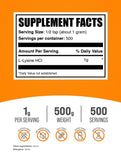 BulkSupplements Lisina sin gluten en polvo, opción apta para diversas dietas.