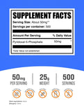 BulkSupplements P5P dosis diaria, enfoque porción de 50 mg para uso cotidiano.