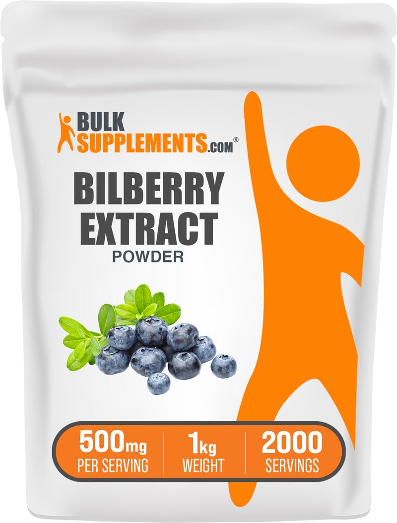 BulkSupplements polvo extracto arándano en botella para la rutina diaria.
