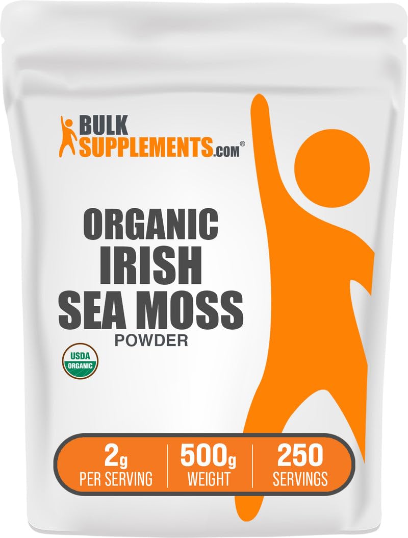 BulkSupplements polvo de musgo mar irlandés en cuchara, fuente de nutrientes para tu día