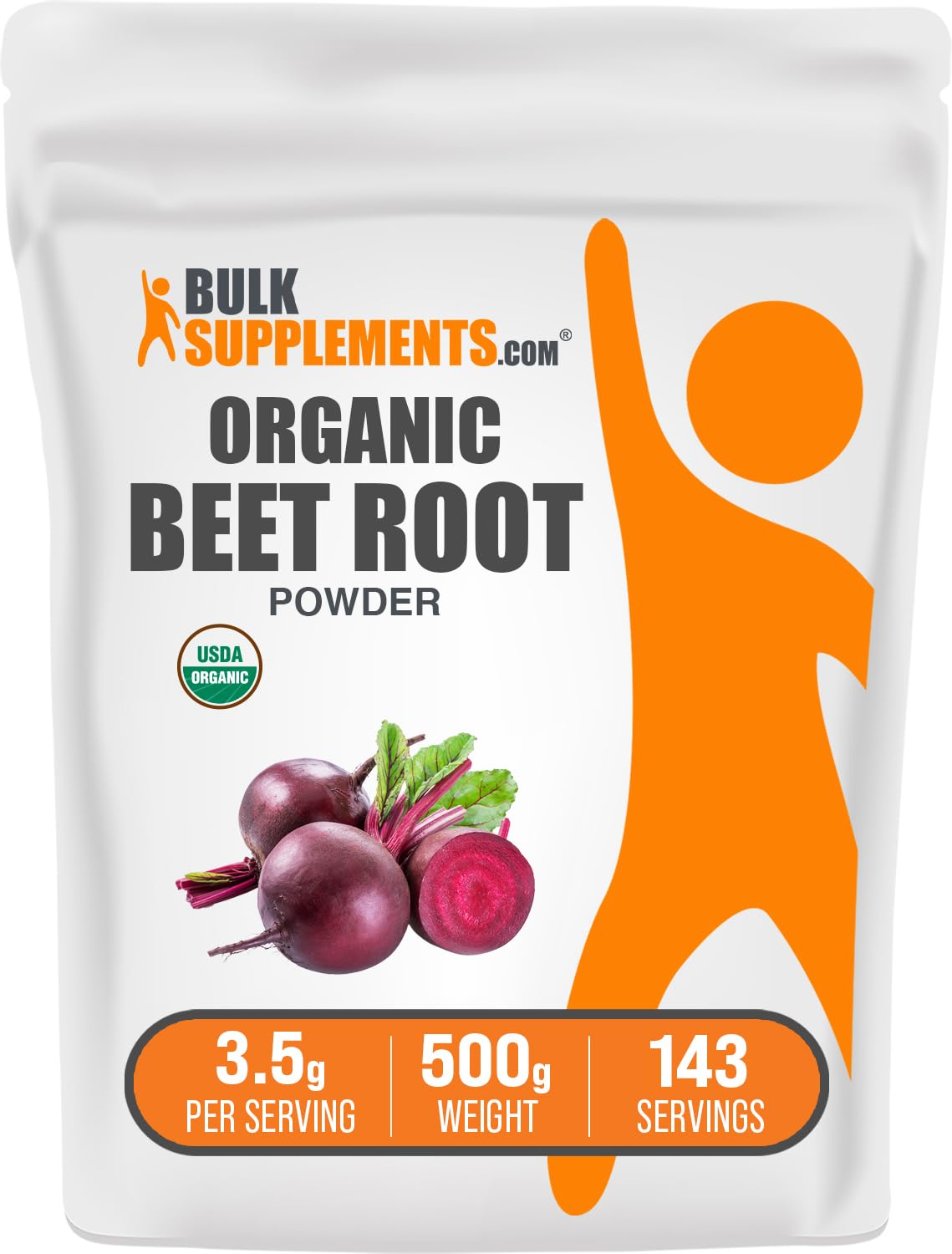 BulkSupplements Polvo de remolacha orgánico en bote para batidos diarios con nutrientes