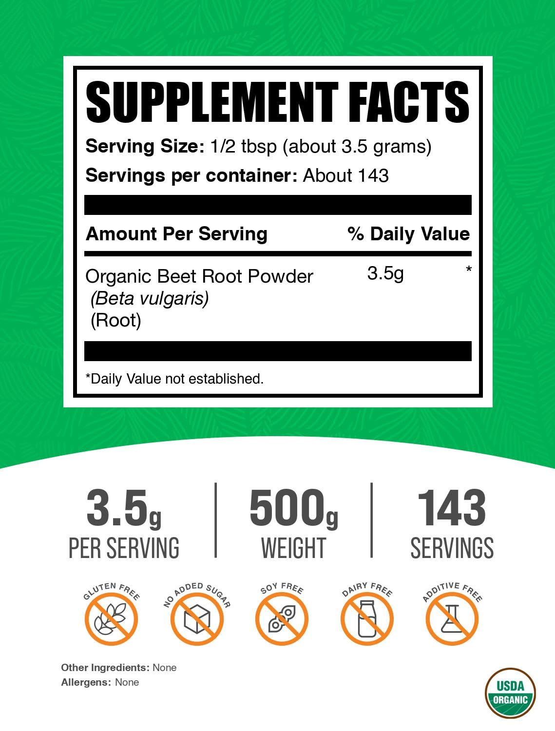 BulkSupplements Polvo de remolacha orgánico con cuchara medidora para dosis precisas