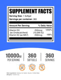 Etiqueta frontal BulkSupplements Vitamina D3 + K2, información clara