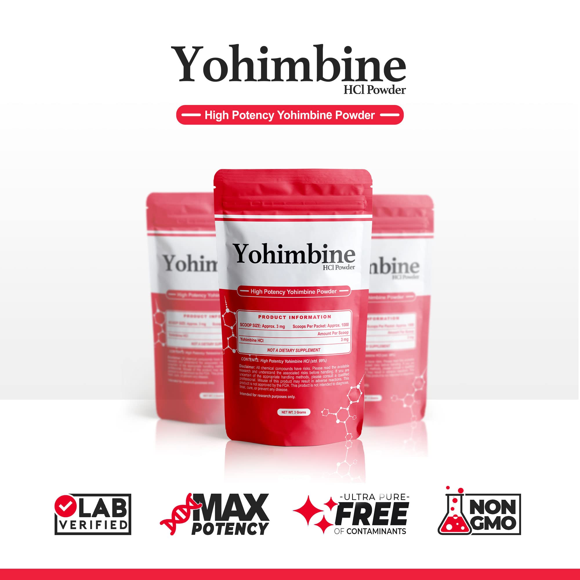 BulkStimulants Yohimbine HCl etiqueta apta para veganos y libre de gluten