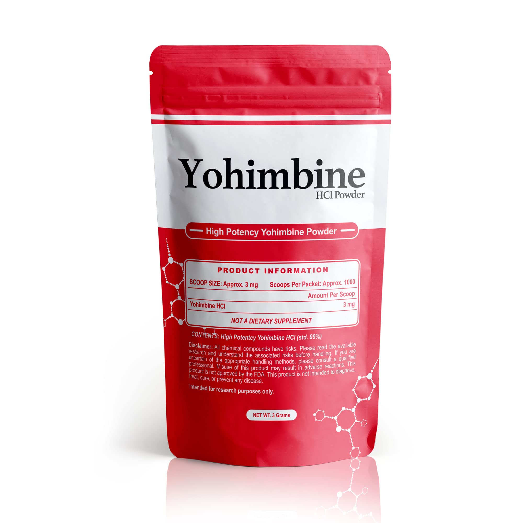 BulkStimulants Yohimbine HCl polvo, porción de 3 mg para energía diaria