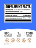 BulkSupplements acetato de calcio en polvo con cucharilla para medición rápida.
