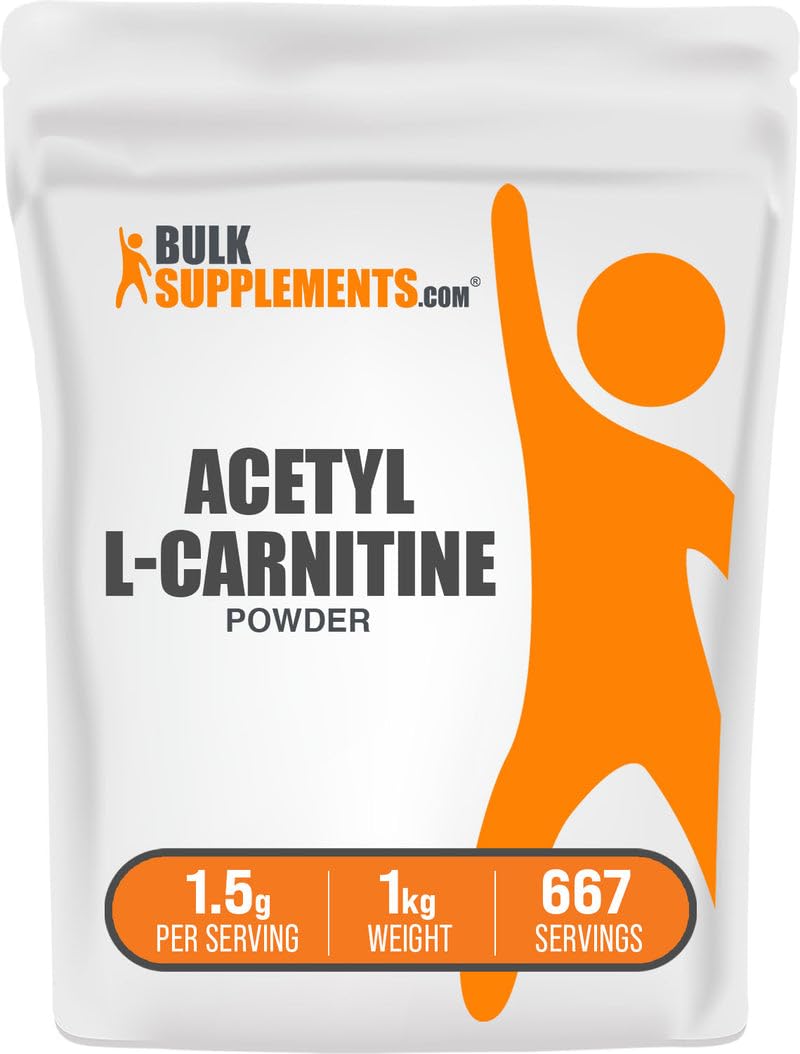 BulkSupplements Acetil-L-Carnitina Polvo, fácil de mezclar en batidos diarios