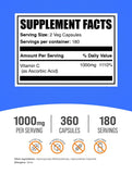 BulkSupplements acido-ascorbico capsulas 1000 mg frasco visto de frente para dosificacion.