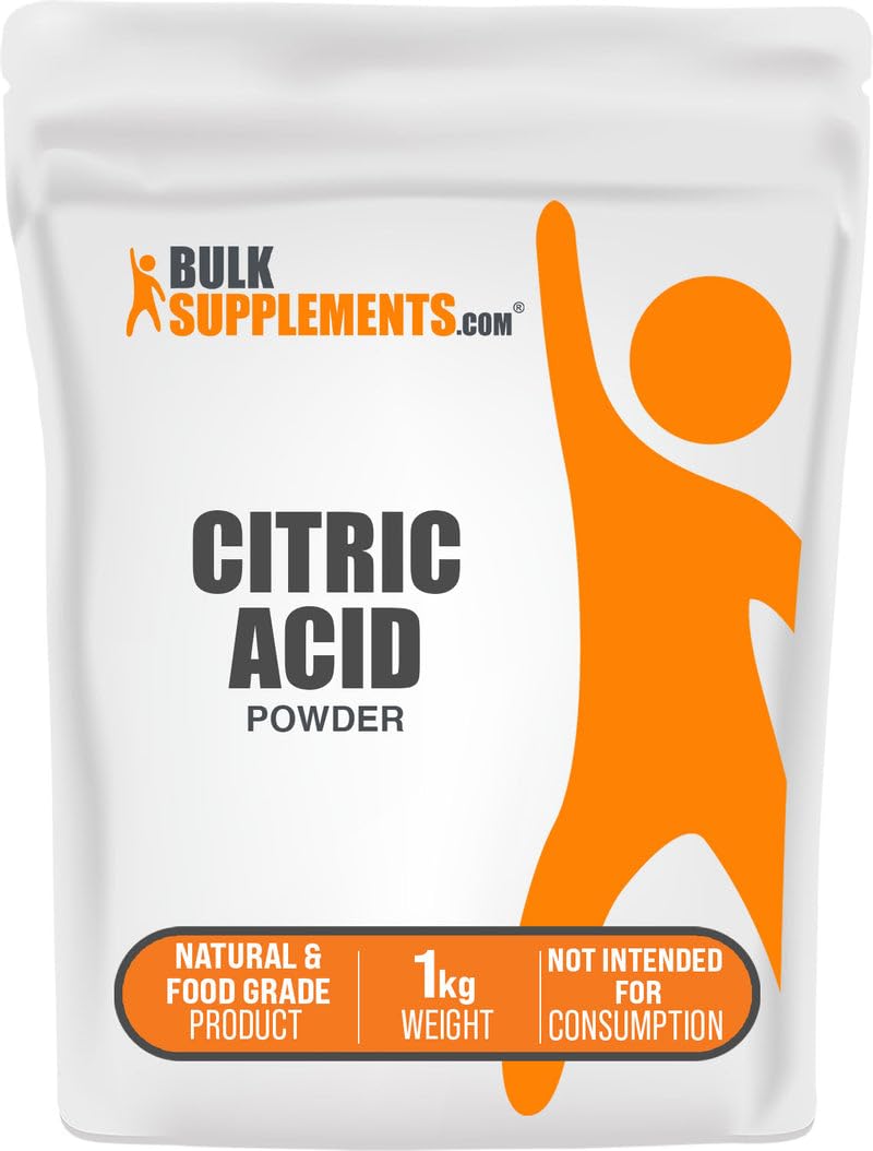 Polvo de ácido cítrico BulkSupplements en bolsa, ideal para hornear y realzar sabores.
