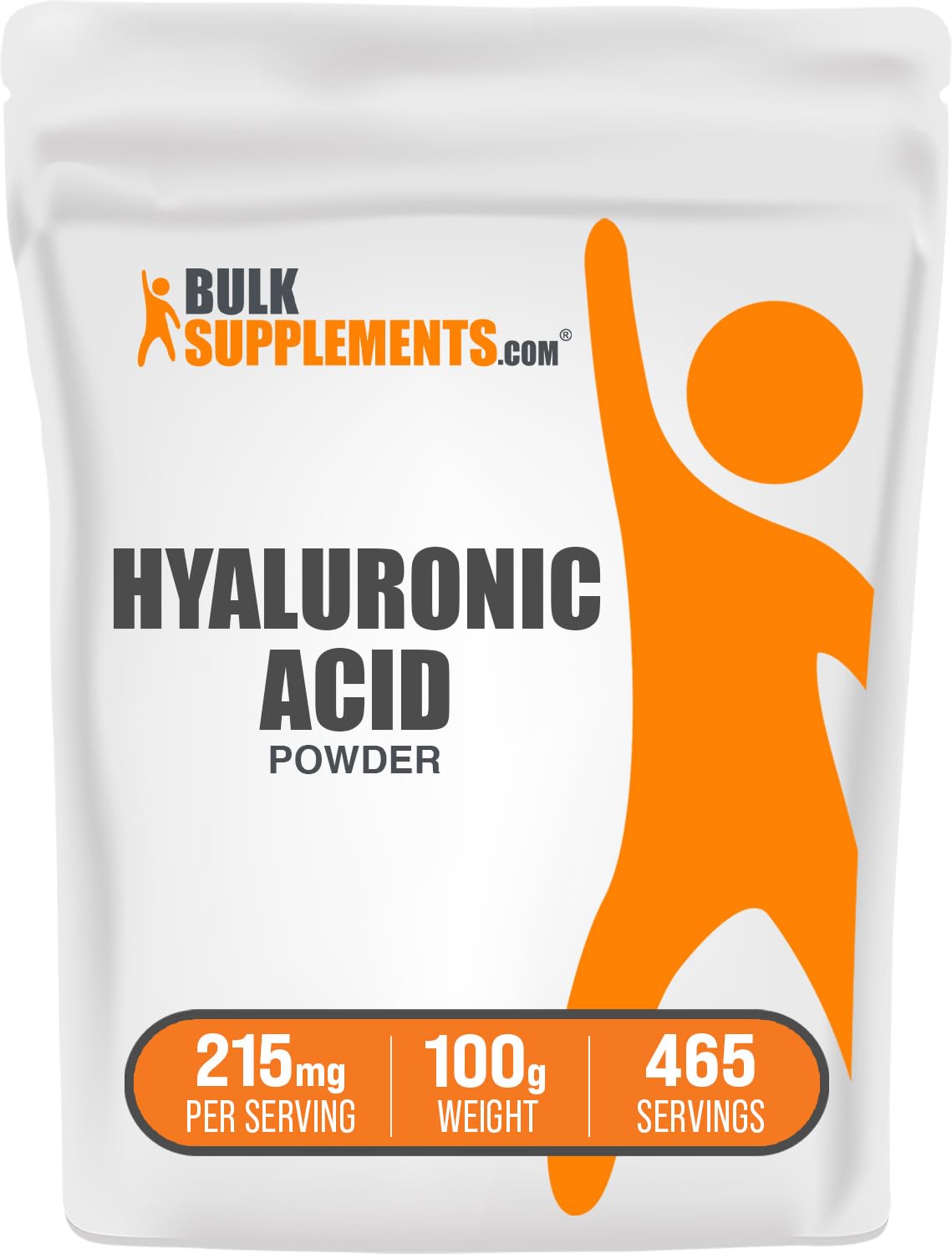 BulkSupplements acido hialuronico polvo en envase, ideal para integrar en la rutina diaria