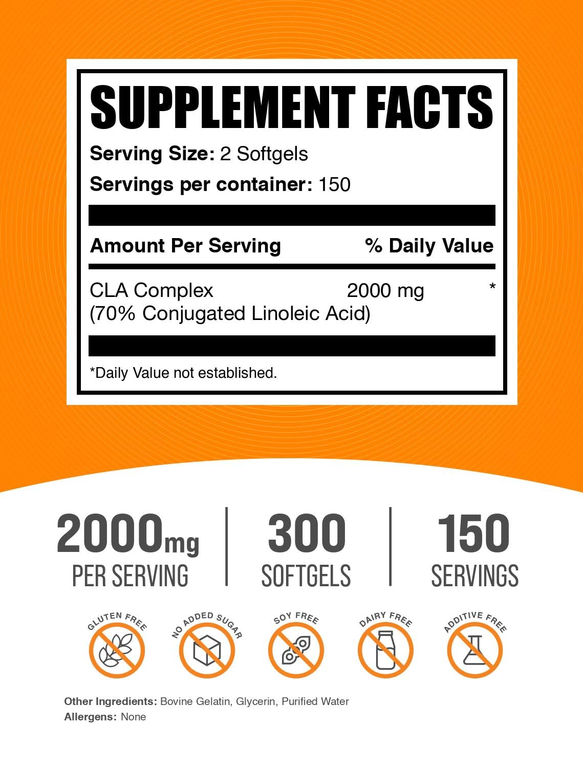 Bulksupplements CLA cápsulas en primer plano para rendimiento físico.
