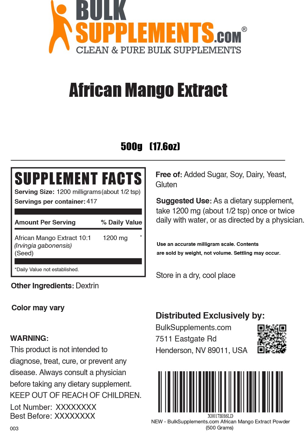 BulkSupplements mango africano polvo en taza, ritual de bienestar