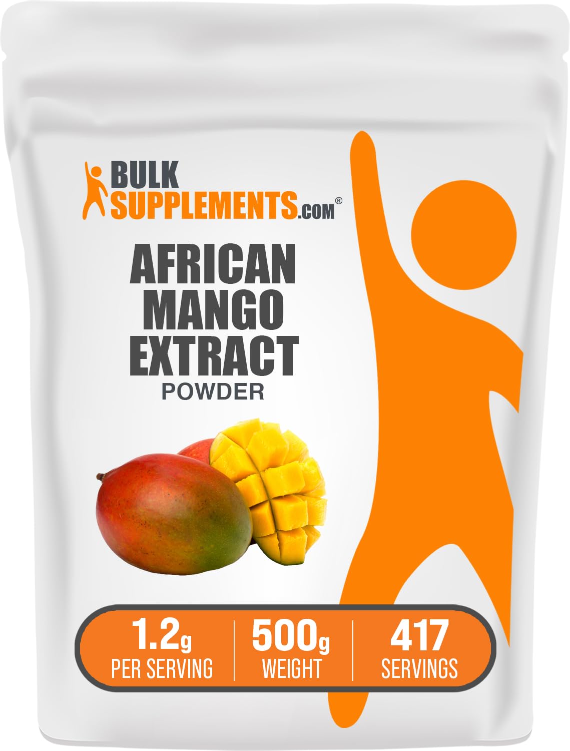 BulkSupplements extracto de mango africano en empaque, perfecto para batidos diarios