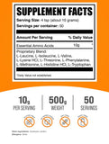 BulkSupplements Aminoácidos Esenciales, dosis de 10 g, perfecta para acelerar entrenamientos y recuperación.