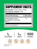 BulkSupplements polvo de andrographis extracto, etiqueta clara, útil para plan de suplementación.