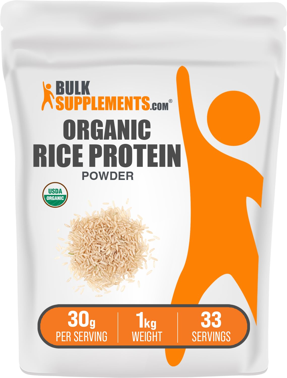 BulkSupplements proteína de arroz orgánica en pote, fuente vegetal para nutrición diaria