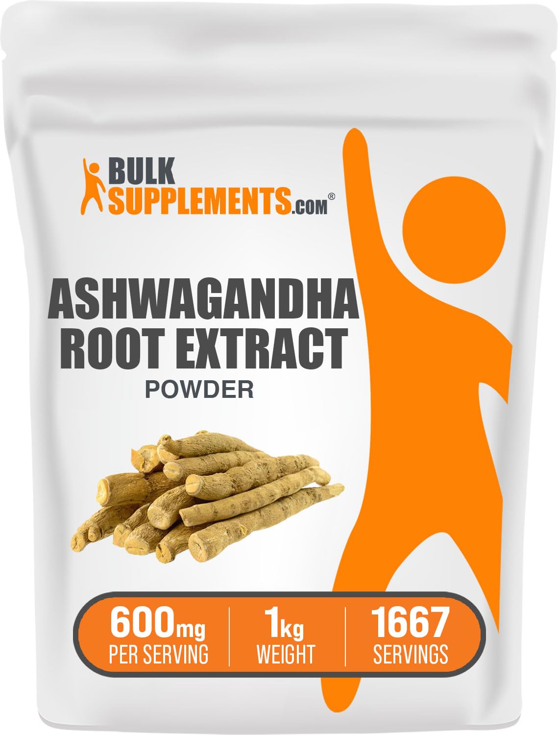 BulkSupplements Ashwagandha polvo-raiz, polvo fino para bienestar diario.