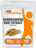 BulkSupplements Ashwagandha polvo-raiz, polvo fino para bienestar diario.