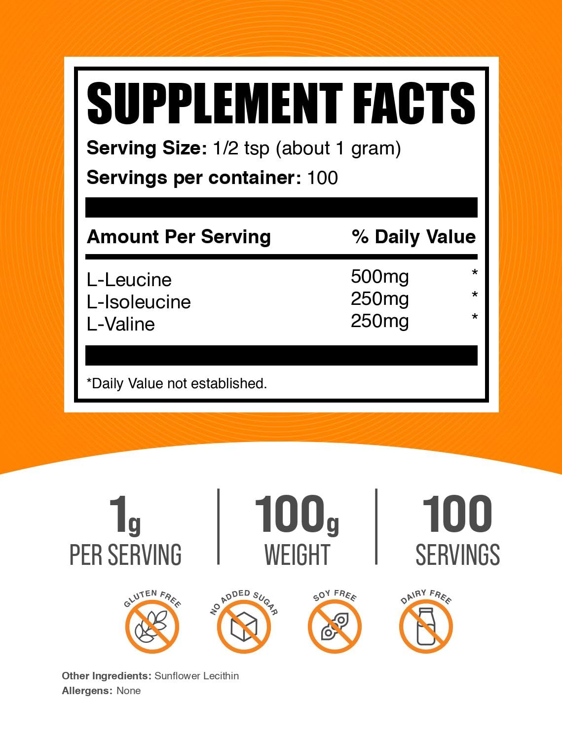 Bulksupplements BCAA 2:1:1 polvo sin sabor para mezclar en batidos