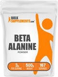 BulkSupplements Beta-Alanina en polvo, envase 500 g, ideal para entrenamientos prolongados