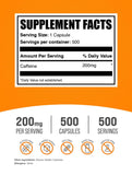 BulkSupplements Caféina 200 mg cápsulas para rendimiento deportivo