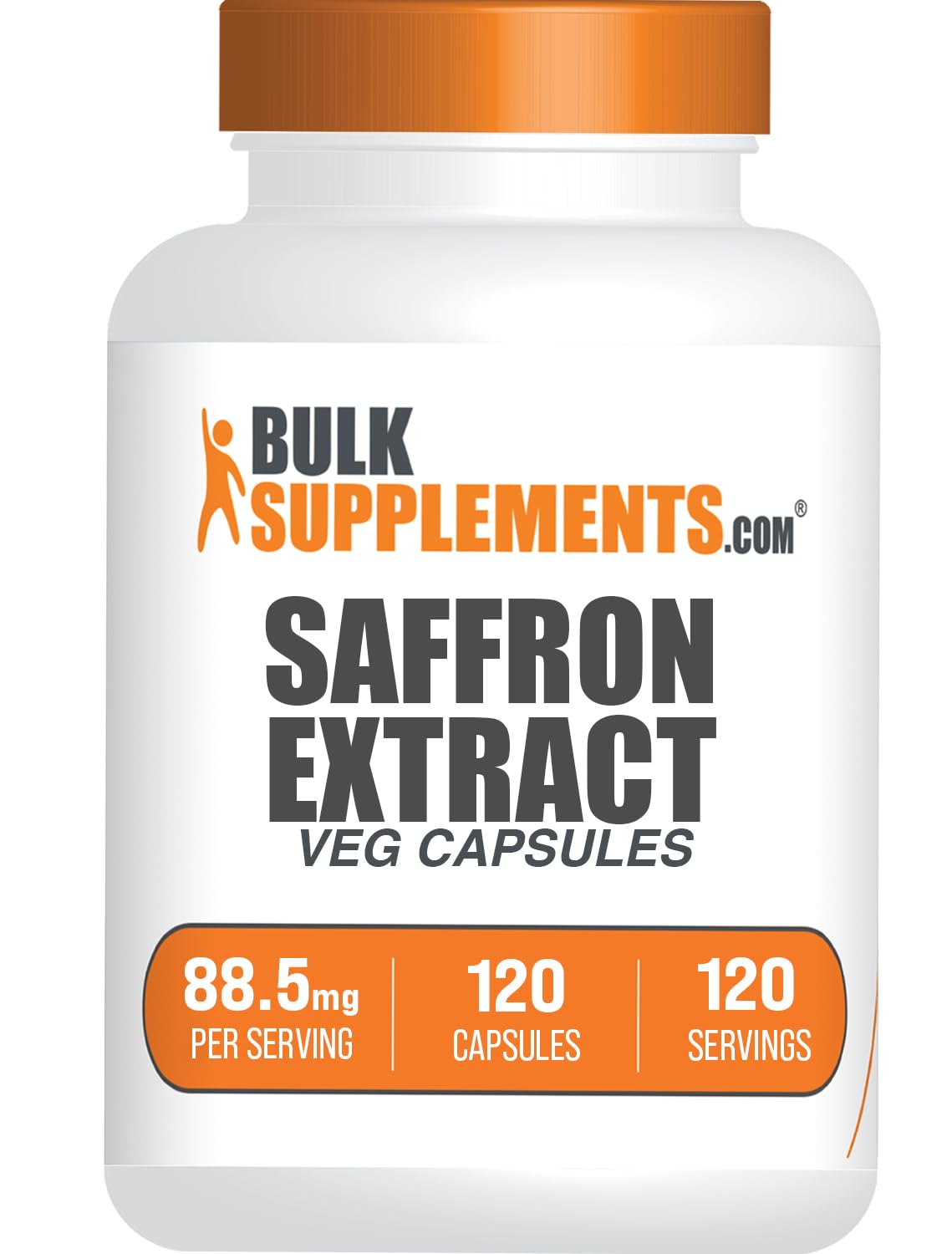 BulkSupplements Zafrán Extracto cápsulas en botella para uso diario.
