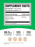 BulkSupplements Zafrán Extracto cápsulas en envase para rutina diaria saludable.