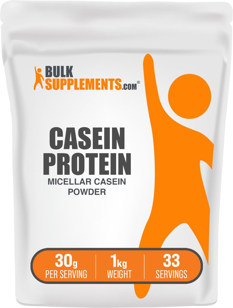BulkSupplements caseína micelar sin sabor en bote de 1 kg para batidos