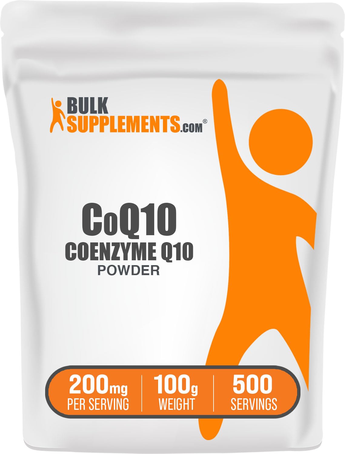 Bulksupplements Coenzima Q10 polvo en botella, apoyo al bienestar general.