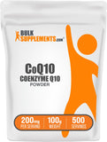 Bulksupplements Coenzima Q10 polvo en botella, apoyo al bienestar general.