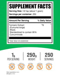 BulkSupplements polvo de cúrcuma, cuchara medidora para dosis precisa.