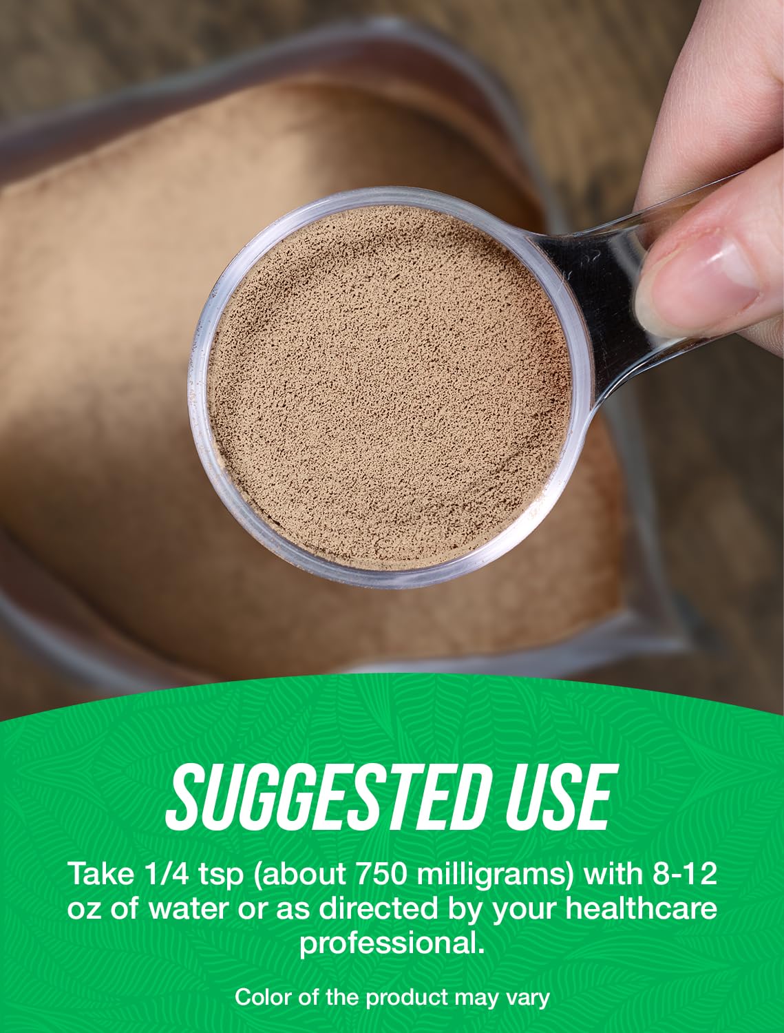 BulkSupplements-dosis-750mg: etiqueta visible que señala la dosis por porción.