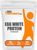 BulkSupplements Egg White Protein Powder bottle offers lactose-free protein for active lifestyles.