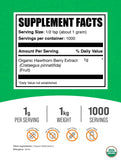 BulkSupplements polvo de espino albar en cuchara de servicio ilustra la porción diaria sugerida