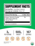 BulkSupplements Espirulina polvo con etiqueta de pruebas de terceros para mayor transparencia