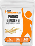 BulkSupplements extracto de ginseng en envase, uso diario fácil.