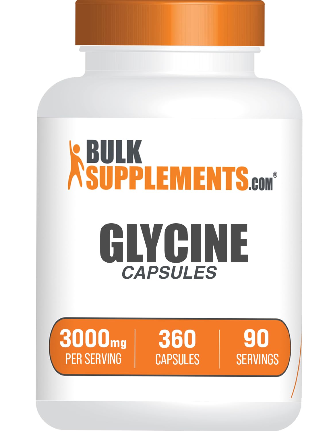 BulkSupplements glicina cápsulas: bote visible para apoyo de salud general y conveniencia diaria
