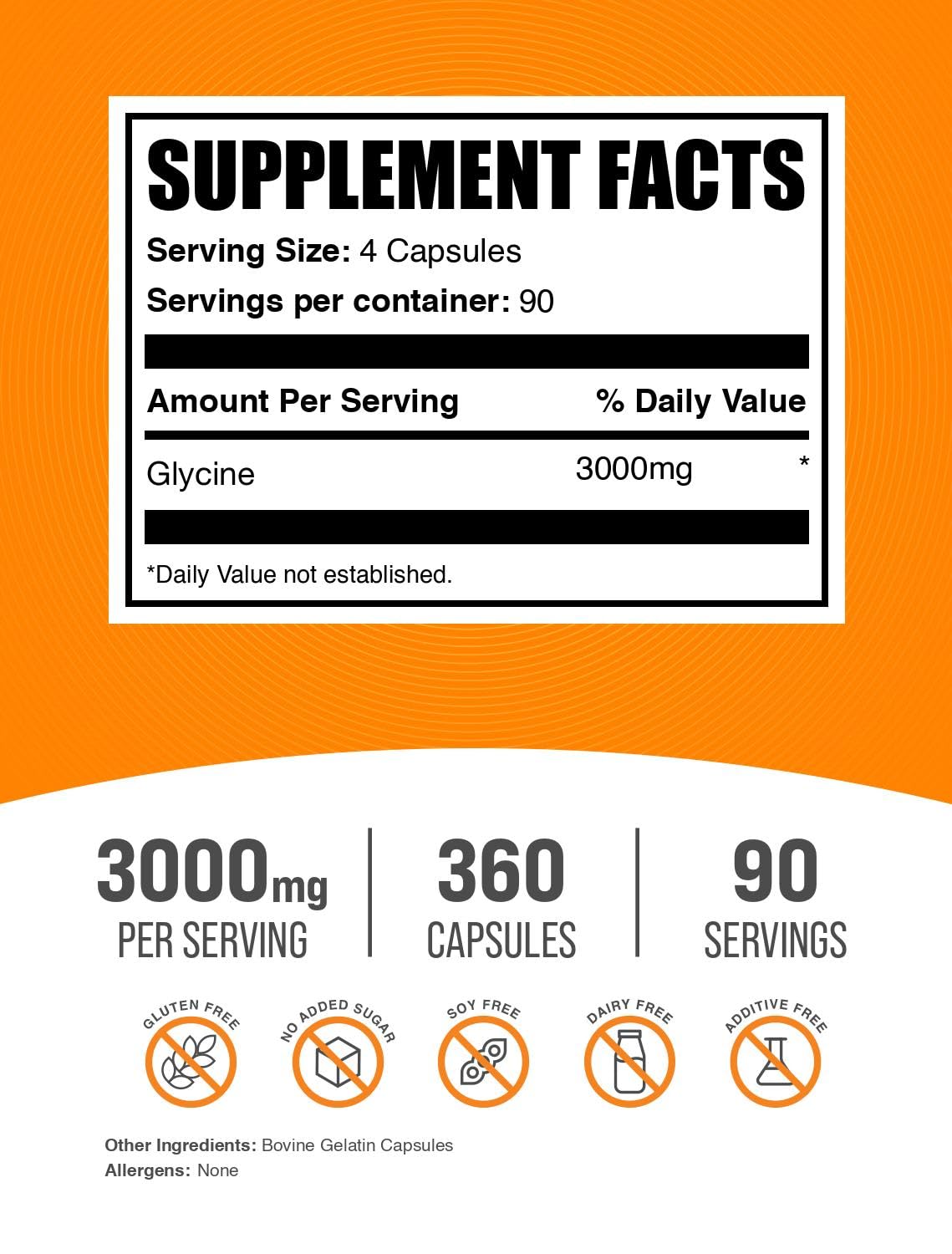 BulkSupplements glicina cápsulas: etiqueta clara para confianza y control de dosis