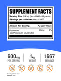 Envase de BulkSupplements Potasio Gluconato para uso diario.