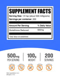 BulkSupplements Glutatión reducido en polvo, porción de 500 mg para batidos