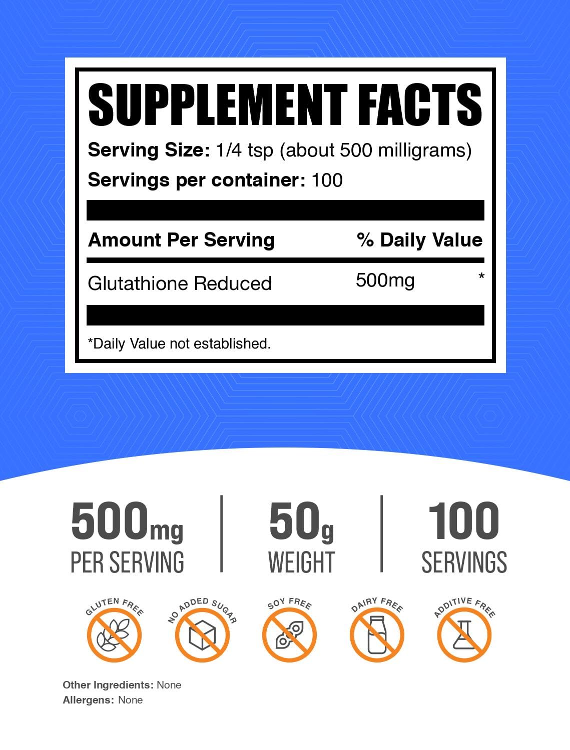 Bulksupplements Glutatión reducido, cuchara medidora, práctico para añadir a jugos y bebidas.